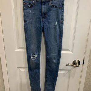 HUDSON Barbara High Waisted Super Skinny Distressed Jeans, Size 25